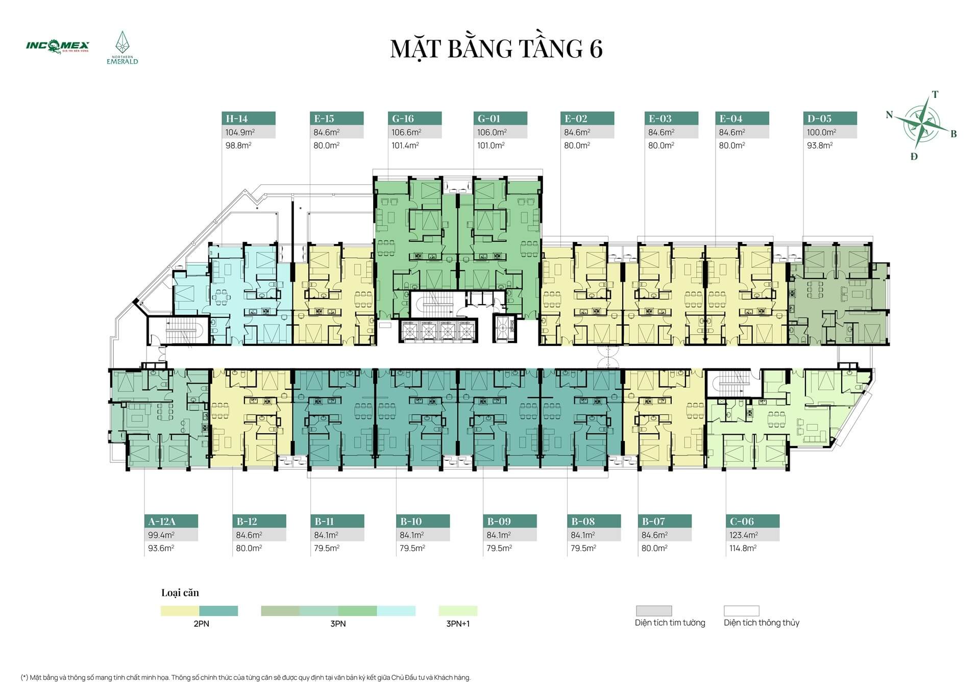 mặt bằng dự án Northern Emerald 99 Đàm Quang Trung