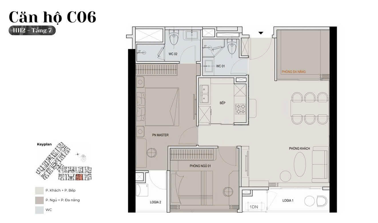 thiết kế căn hộ 3 phòng ngủ dự án kepler tower mỗ lao hà đông